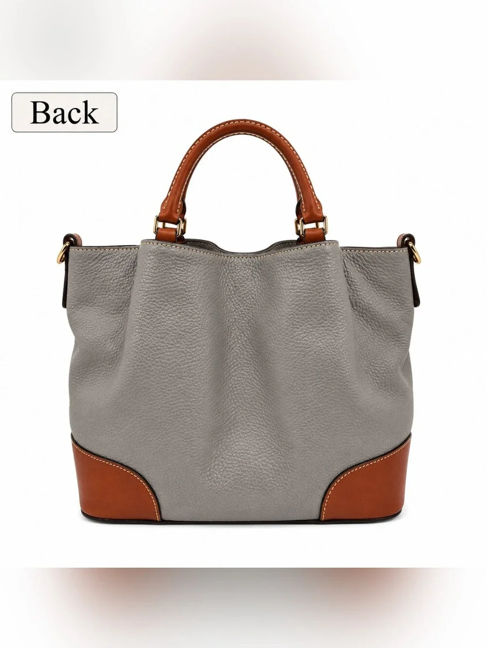 Dooney Bourke Large Brenna Pebble Leather Satchel Smoke Gray Zip Pouch Dust Bag - Picture 8 of 14